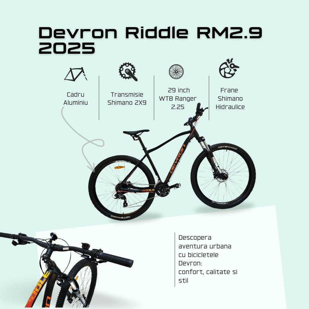 Bicicleta Devron Riddle RM2.9 2025 - 29 Inch, XL, Negru - eMAG.ro