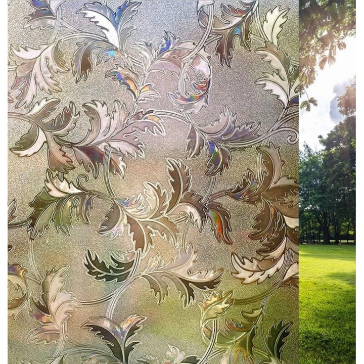 Самозалепващо фолио за прозорци със слънцезащита, модел листа, DAVIDAMI CONCEPT®, размер 200 см x 60 см