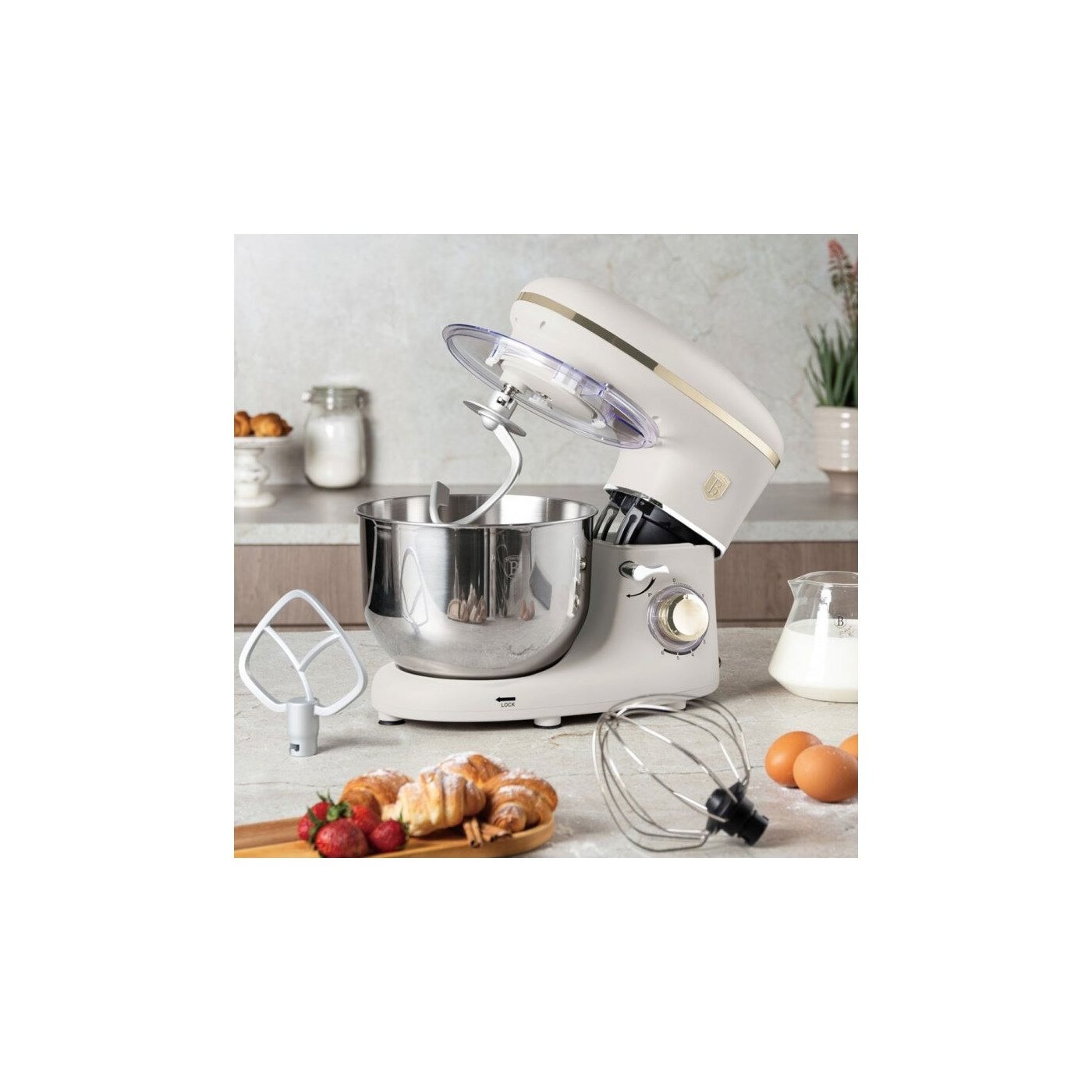Mixer planetar Berlinger Haus Sahara BH-9510, 6L, 1300W, crem mat
