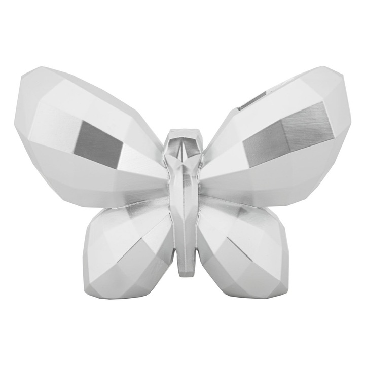 Vaza Decorativa Fluture, Poliresina, Argintiu, 15x22, 5x8 cm, Epikasa