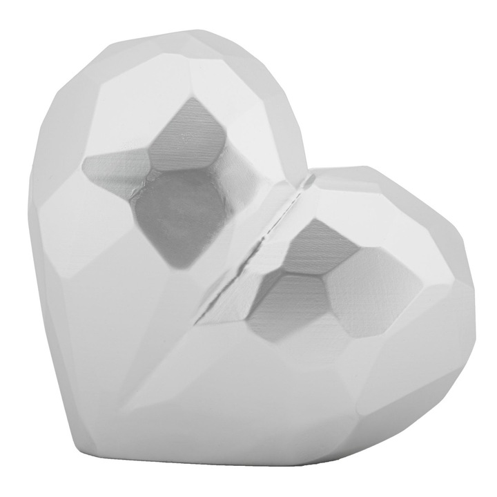 Vaza Decorativa Inima, Poliresina, Argint, 18x19x9 cm, Epikasa