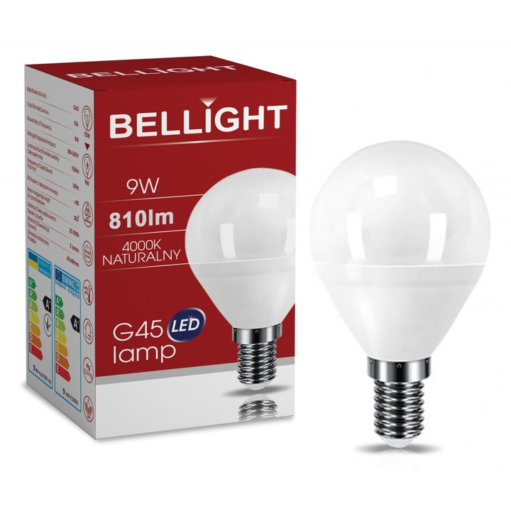Bec LED G45 230v 9w 4000k e14 sfera