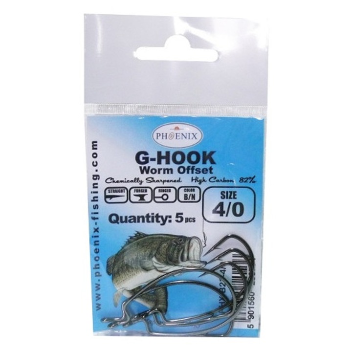 OFFSETOWE G-HOOK #3/0 horgászhorog, 5 db, szénacél, kémiailag élezett