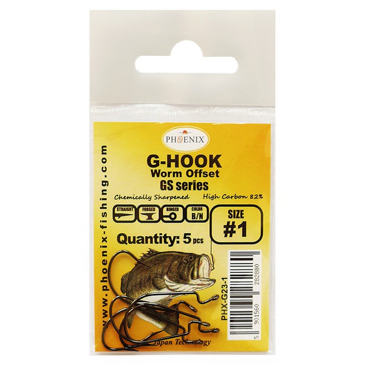G alakú horgászhorog készlet, PHOENIX, G23 - fekete-fehér - #1