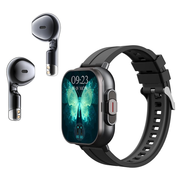 Ceas Smartwatch MAXTOP, Apeluri Bluetooth, Monitorizare ritm cardiac, SpO2, Tensiune arteriala, Monitorizare somn, Notificari, Moduri sport