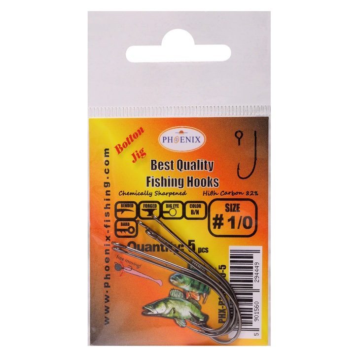 Horgászhorog készlet, PHOENIX, #1/0, PHX-P110-1/0