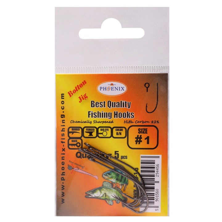 Set carlige pentru pescuit, Phoenix, NR. 1, PHX-P110-1