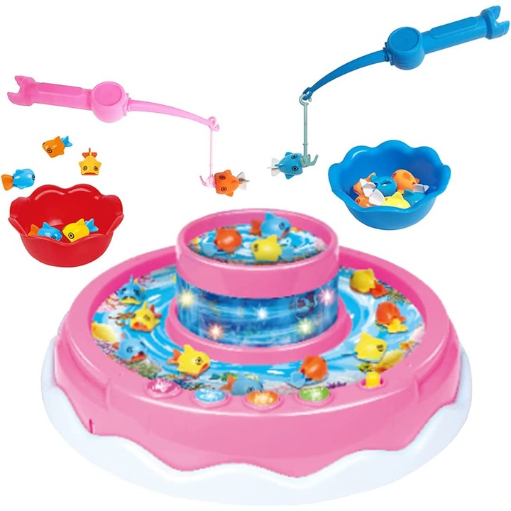 Joc de indemanare - Happy Fishing - set de pescuit, roz, 3+
