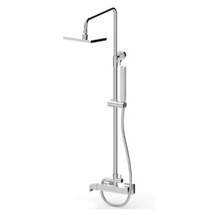 Coloana de dus externa cu mixer, para fixa patrata 20cm + para mobila, ARTIS srl, monocomanda, cromat, tija telescopica
