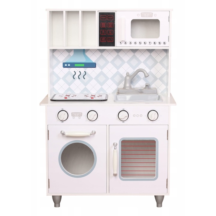 Детска кухня Luka KD20, бяла, 84x58x30см, със звукови и светлинни ефекти, пълен комплект