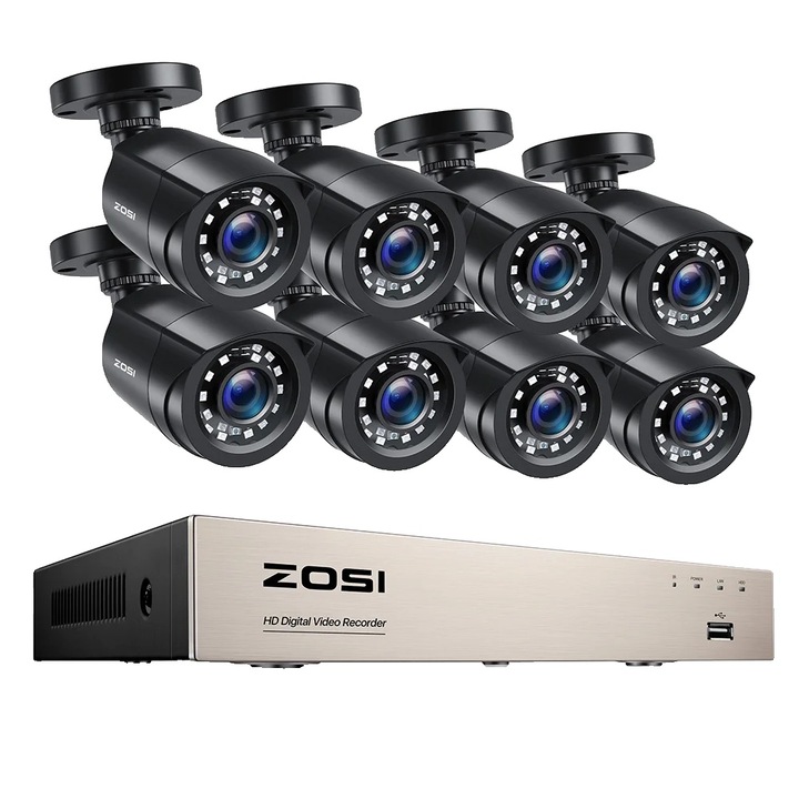 Kit IP de supraveghere Tiandy, NVR 4 canale PoE, 4 camere 2 MP, microfon, iluminare IR 30 m