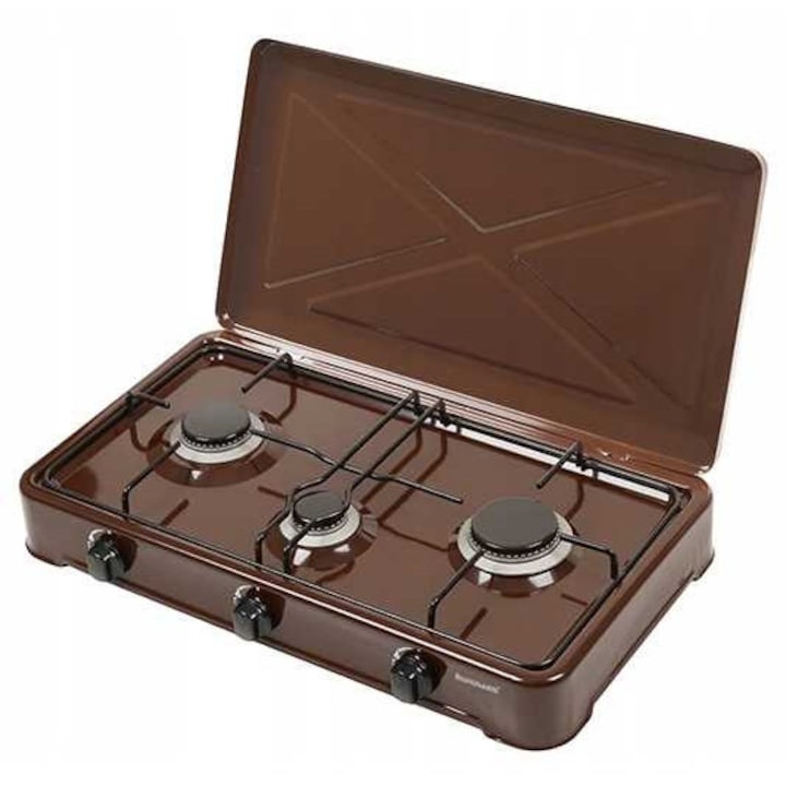 Aragaz pe gaz Ravanson K-03BR, 3 arzătoare, maro, 60,2x37x10,3cm