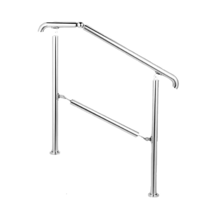 Balustrada din otel inoxidabil, capacitate de incarcare 200 kg, reglabila, 3 trepte argintii