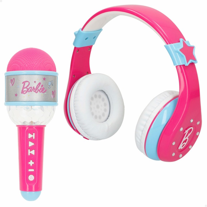 Barbie Bluetooth fejhallgató, műanyag, halk hanggal, 19x17x8,5cm