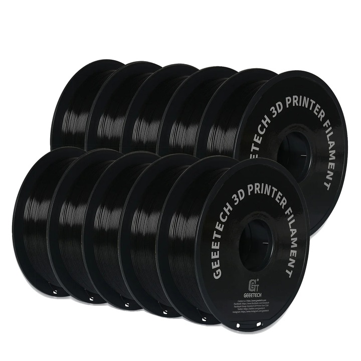 Filament 3D PETG, 10Kg, durabilitate 50x PLA standard, negru, 1.75mm