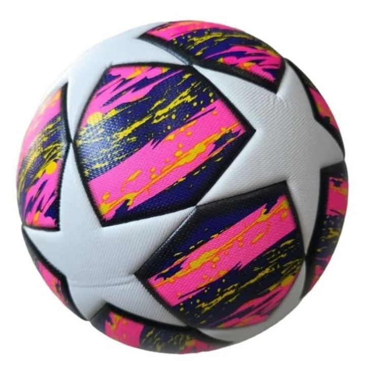 Focilabda 3-12 éves gyerekeknek, TPU, 5-ös méret, csillag mintával, fehér-rózsaszín