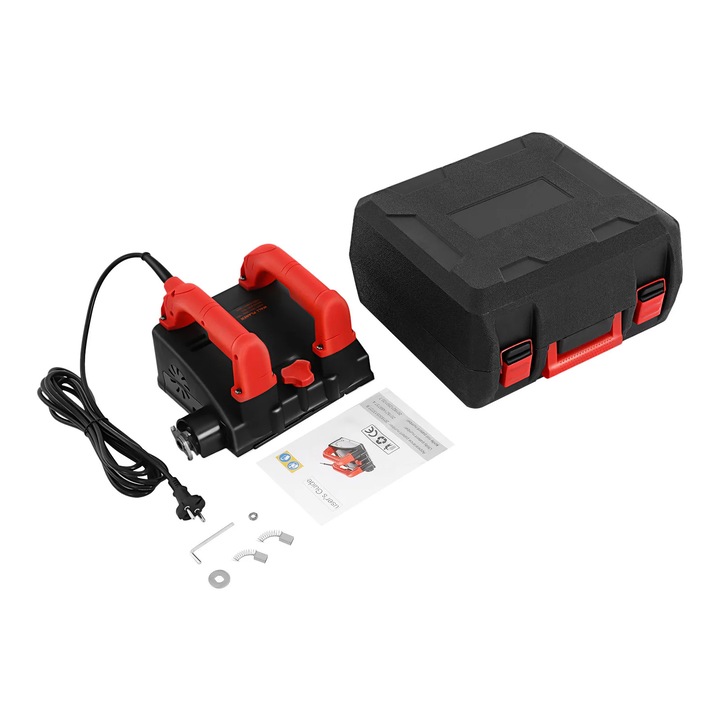 Rindeluitor electric pentru pereti, Freza pentru tencuiala, 1200 W, latime 16 cm, adancime 1–4 mm, cu aspirare praf, stecher UE, rosu