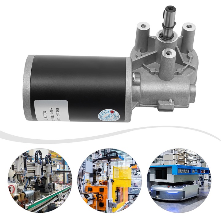 Motoreductor DC, Motoreductor melcat, 24V DC, 45W, Raport 3:60, 220 RPM, CE