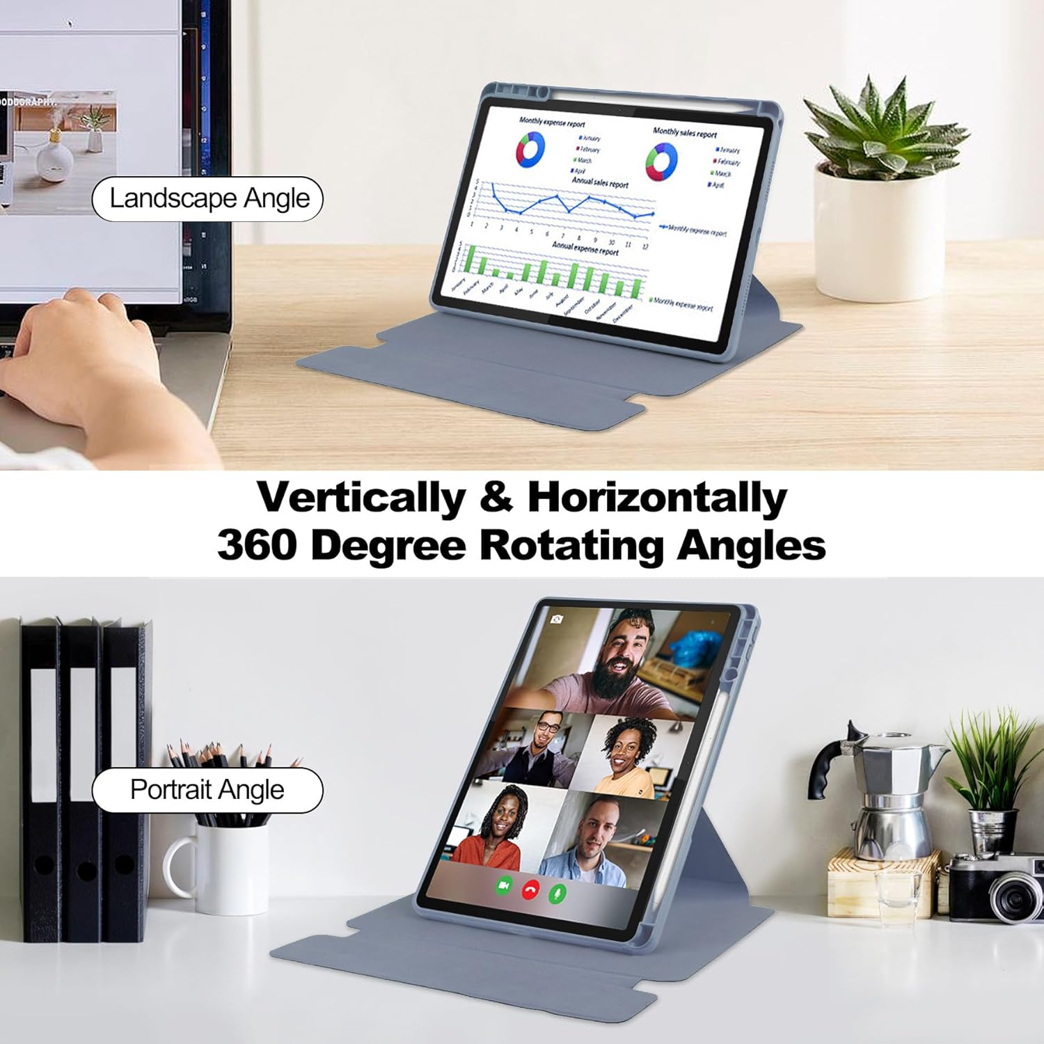 Pentru Lenovo Xiaoxin Pad 2024, 11-inch TB-331FC, Tab M11 11-inch 2023 TB-330FU, Premium PU Leather Folding Stand, piele transparenta, 360 de grade pivotant, inteligent Auto Sleep Wake cu Pen Holder caz de protectie, Violet