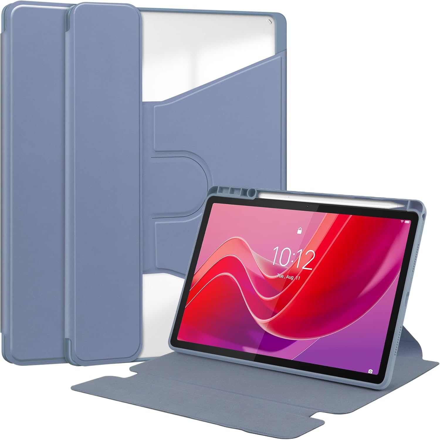 Pentru Lenovo Xiaoxin Pad 2024, 11-inch TB-331FC, Tab M11 11-inch 2023 TB-330FU, Premium PU Leather Folding Stand, piele transparenta, 360 de grade pivotant, inteligent Auto Sleep Wake cu Pen Holder caz de protectie, Violet