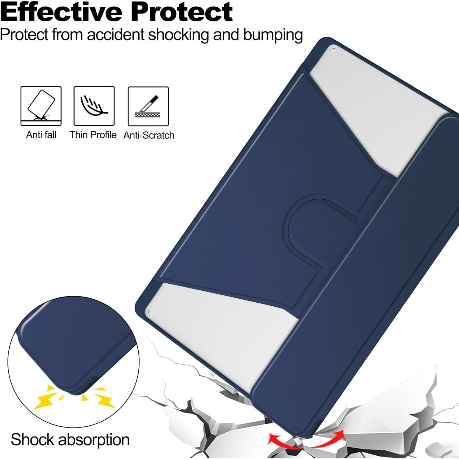 Pentru Lenovo Xiaoxin Pad 2024, 11-inch TB-331FC, Tab M11 11-inch 2023 TB-330FU, Premium PU Leather Folding Stand, piele transparenta, 360 de grade pivotant, inteligent Auto Sleep Wake cu Pen Holder caz de protectie, Albastru inchis