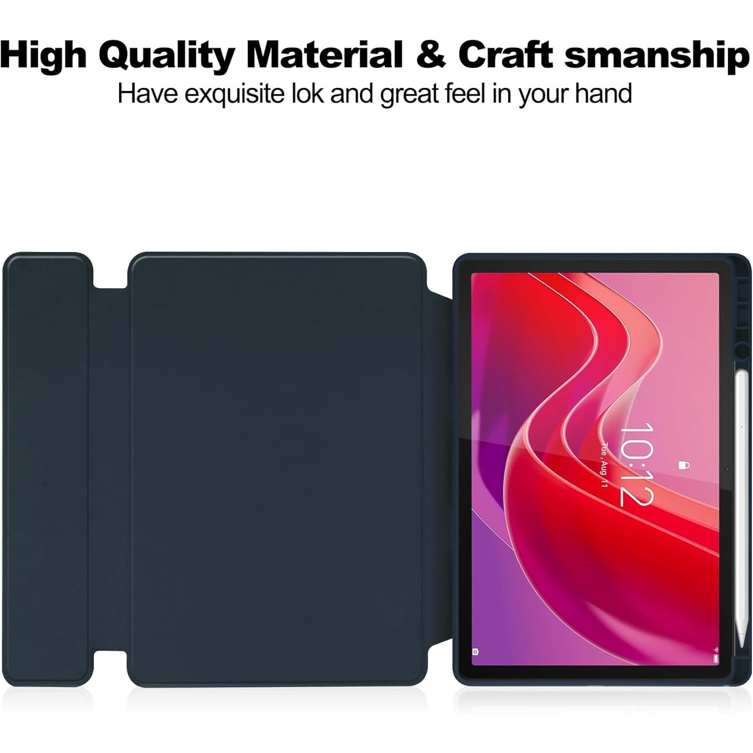 Pentru Lenovo Xiaoxin Pad 2024, 11-inch TB-331FC, Tab M11 11-inch 2023 TB-330FU, Premium PU Leather Folding Stand, piele transparenta, 360 de grade pivotant, inteligent Auto Sleep Wake cu Pen Holder caz de protectie, Albastru inchis