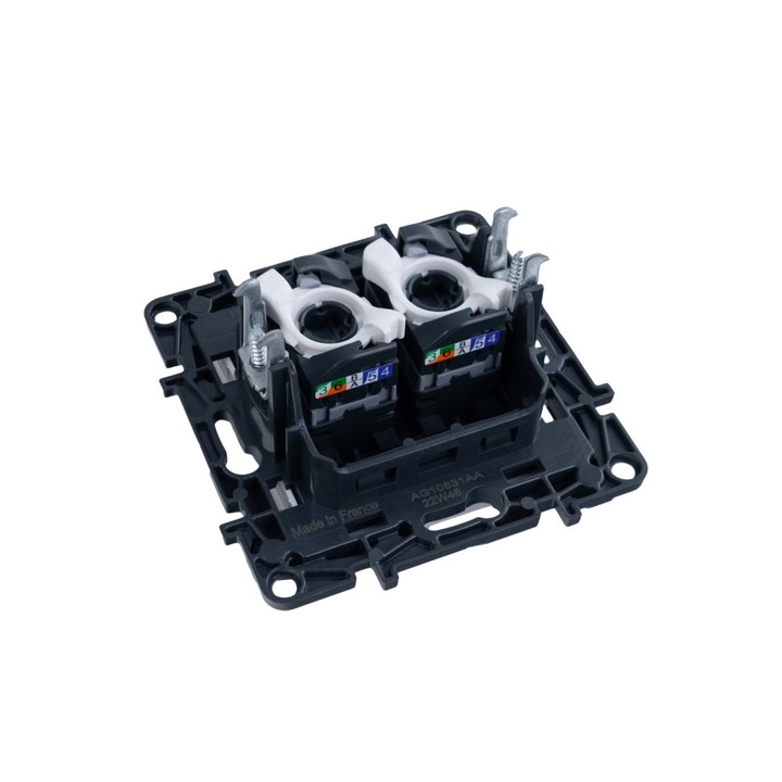Gniazdo podwojne RJ45, Legrand, категория 5E, бял, 75.8x75.8x42mm