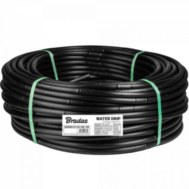 Капкова тръба 16.2 мм, 100 м, Bradas, за напояване, устойчива на UV лъчи, дебелина 1.2 мм