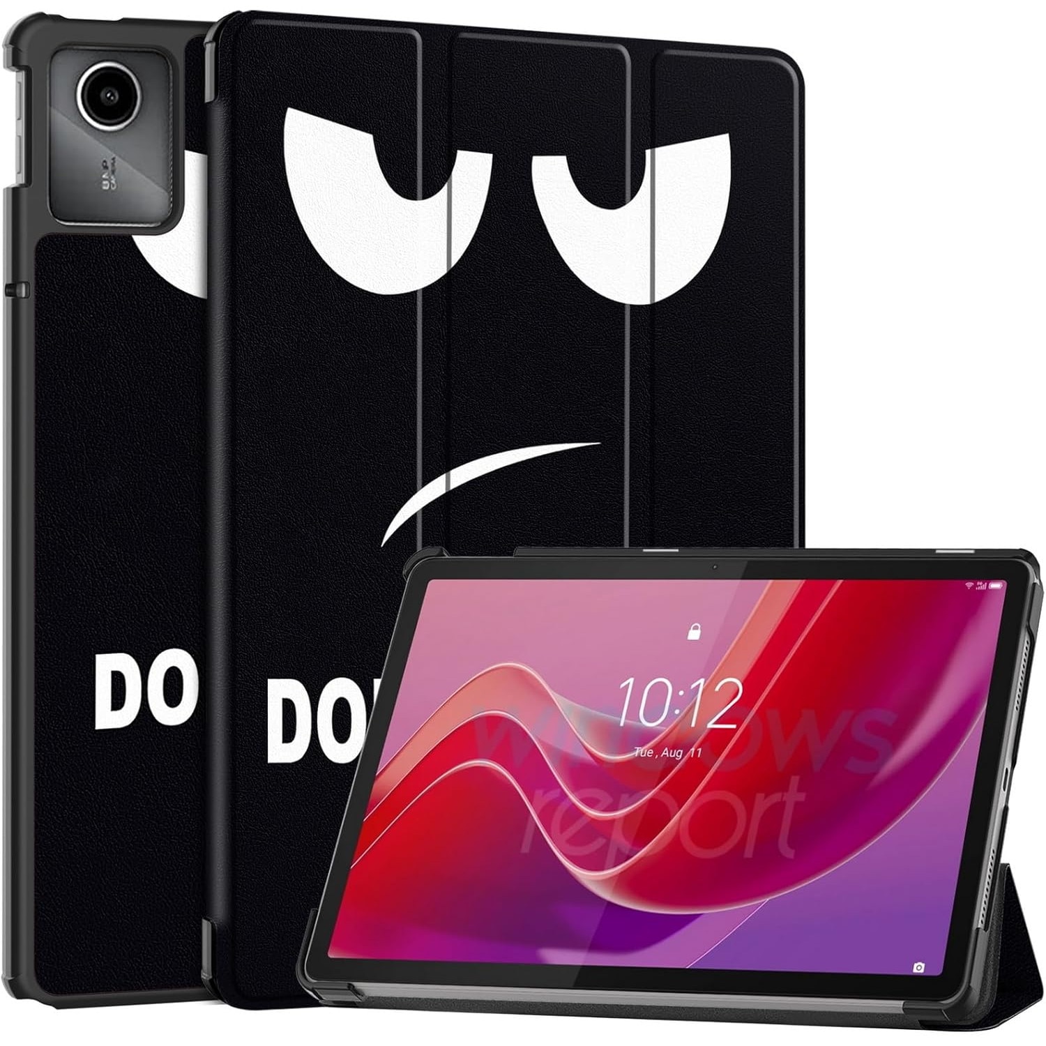 Husa pentru tableta Lenovo Tab M11, piele PU, Folio Slim Stand Tri-Fold Hard Case protejeaza tableta, functie Sleep/Wake, Negru mat