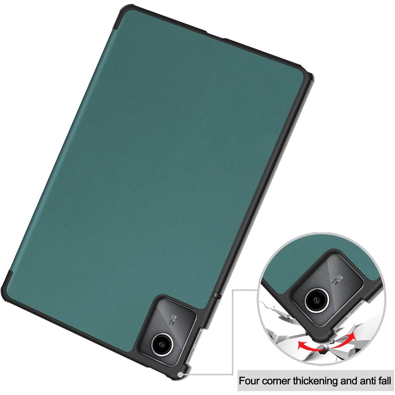 Husa pentru tableta Lenovo Tab M11, piele PU, Folio Slim Stand Tri-Fold Hard Case protejeaza tableta, functie Sleep/Wake, verde inchis