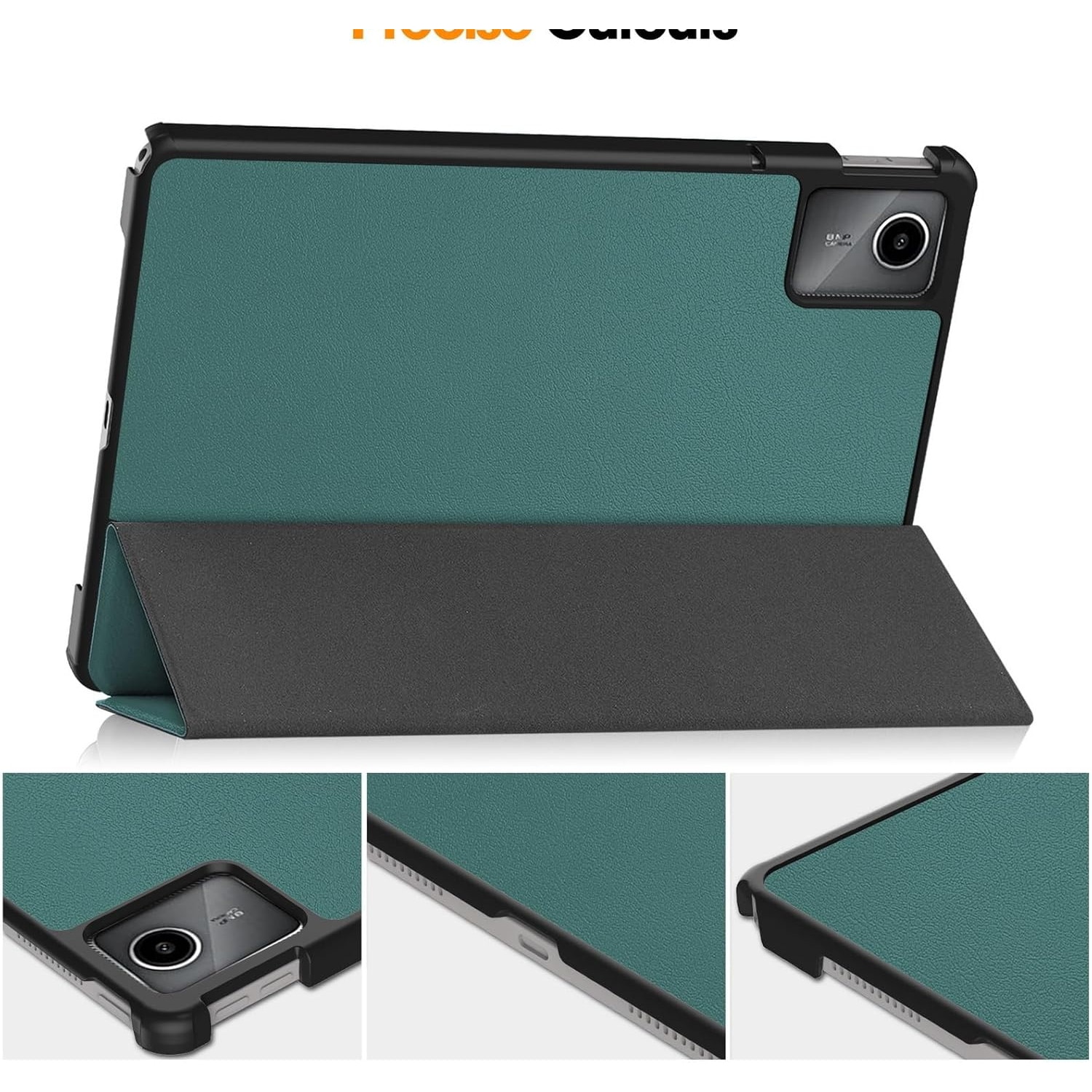 Husa pentru tableta Lenovo Tab M11, piele PU, Folio Slim Stand Tri-Fold Hard Case protejeaza tableta, functie Sleep/Wake, verde inchis