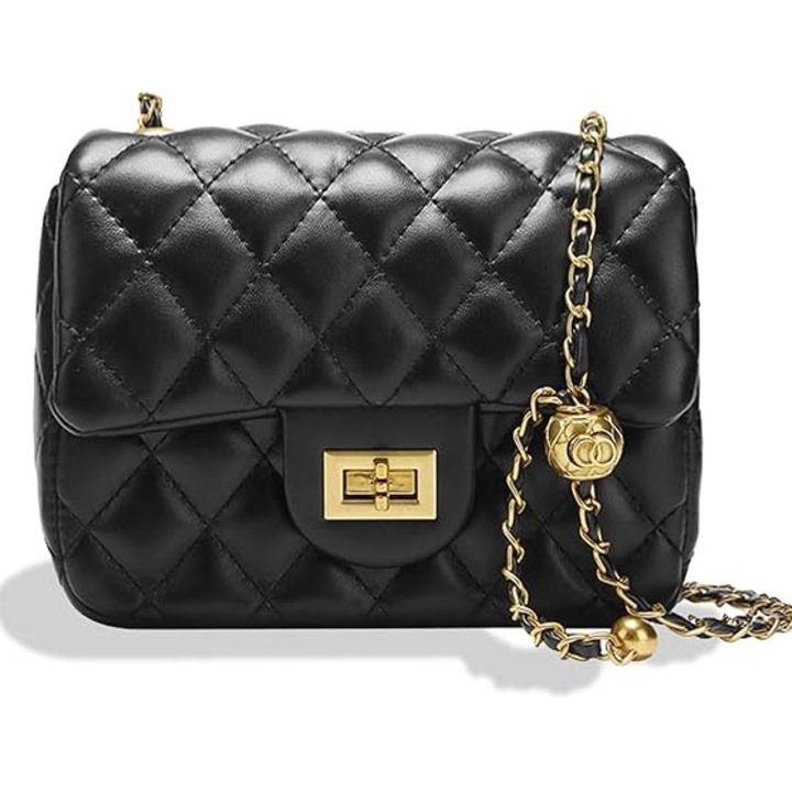 Чанта през рамо с верижка, Модерна дамска кожена чанта, EXCITAT®, Регулируема презрамка, Голям капацитет, Многофункционална, Лека и лесна за носене, Издръжлива и лесна за почистване, Подходяща за офис, парти, пътуване, Черна