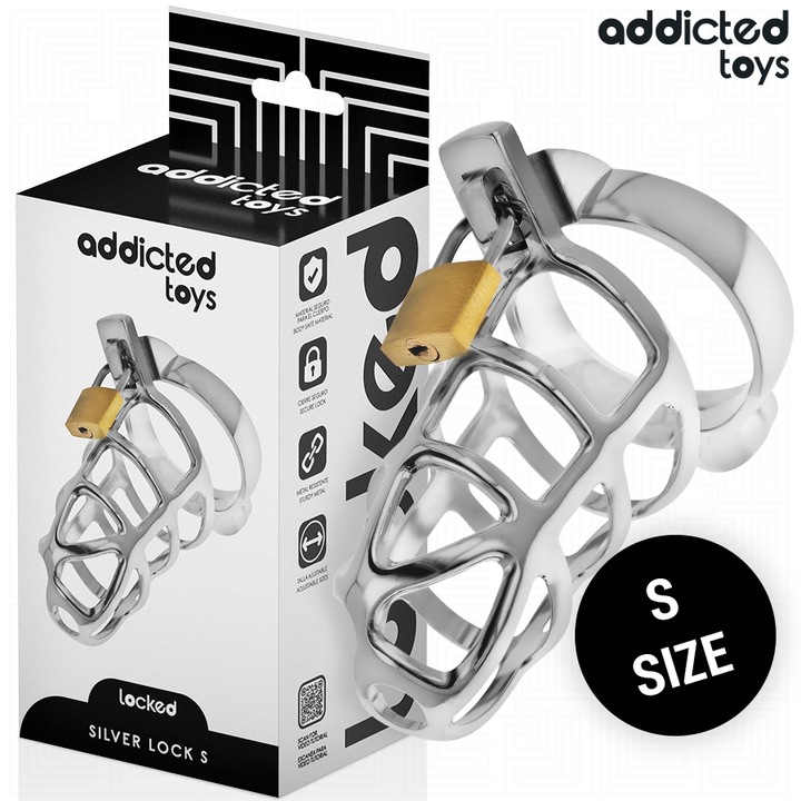 Centura de castitate, Addicted Toys, Silver Lock, metal, dimensiune S