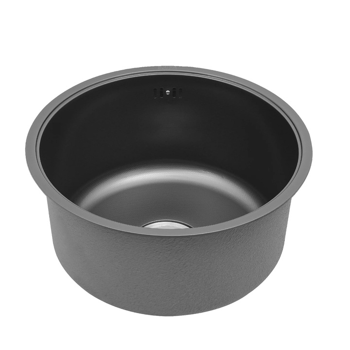 Chiuveta bucatarie rotunda, 15.8in, otel inoxidabil, design modern, culoare neagra