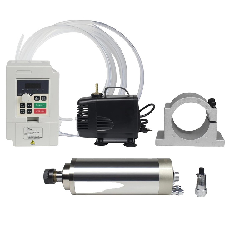 Motor arbore principal racit cu apa, 2,2 kW, turatie 24000 rpm, dimensiune pinsa ER20, cu kit Mini VFD, 220 V