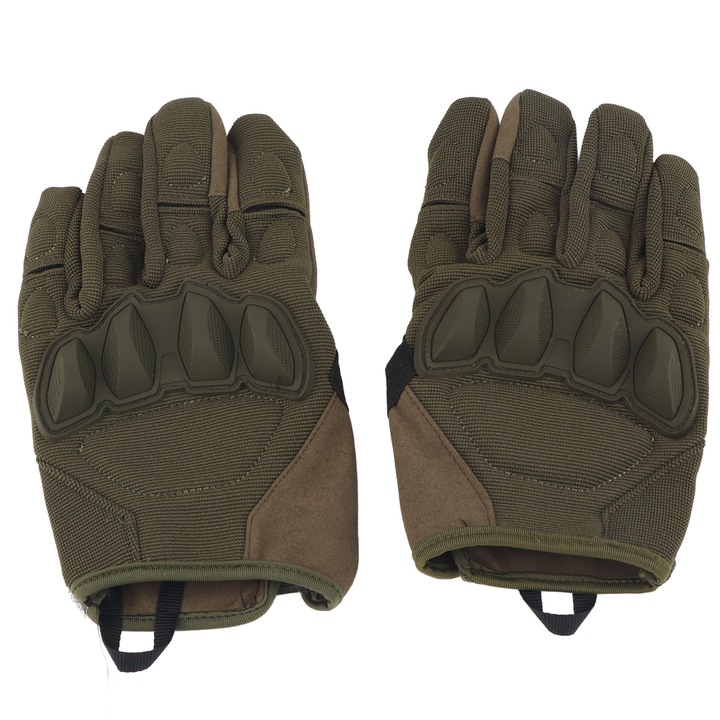 Manusi motocicleta, verde, marime medie, 1 pereche, din nylon, respirabile, cu protectie pentru degete si palma