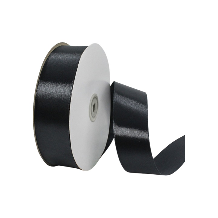 Panglica satinata cadouri, Poliester, 4cm x 91m, Negru