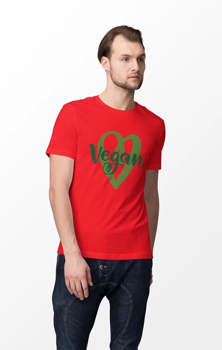 Мъжка/Унисекс тениска D&B ST00110 Веган Червена - Размер L