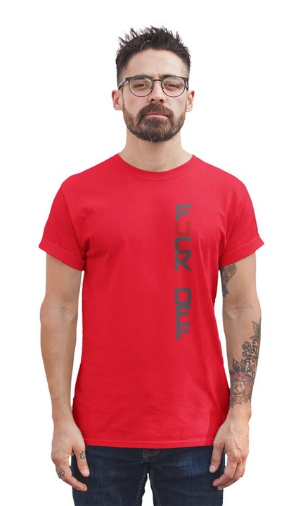 D&B Férfi/Unisex Póló EB00007 FckOff Piros-Méret XL