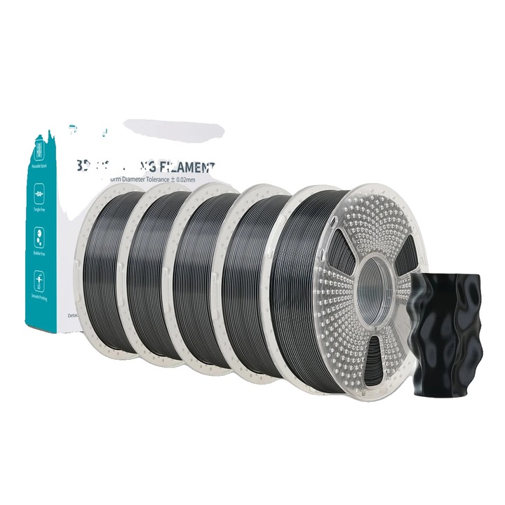 Filament PLA PLUS Silk, 1.75mm, 5KG, efect dual si triplu ton, negru-alb