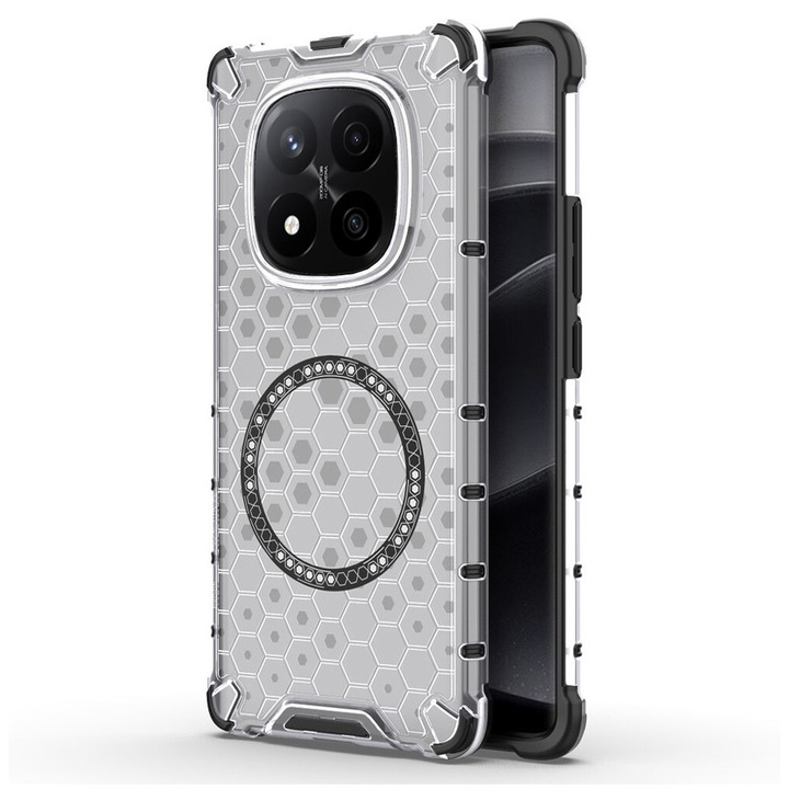 Кейс за Xiaomi Redmi Note 14 Pro+ 5G Daden® Honeycomb, MagSafe, Удароустойчив, Подобрена защита, Безжично зареждане, Опушено бял