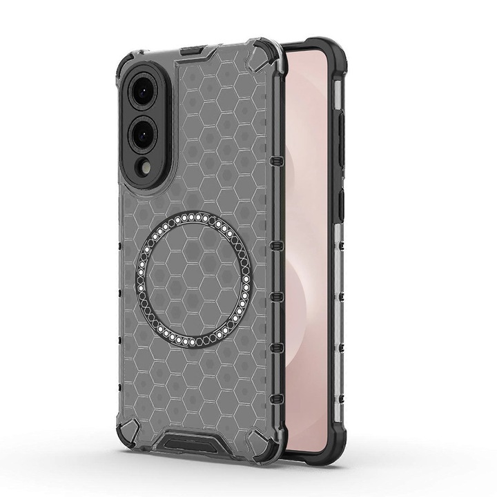 Husa telefon Techsuit HoneyComb Shield MagSafe pentru Samsung Galaxy S25 Edge, neagra/gri