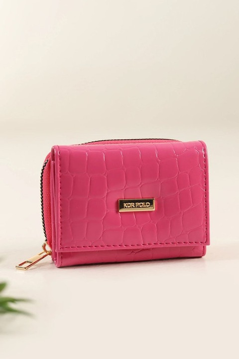Portofel dama cu fermoar, Fucsia, 11 x 8 cm