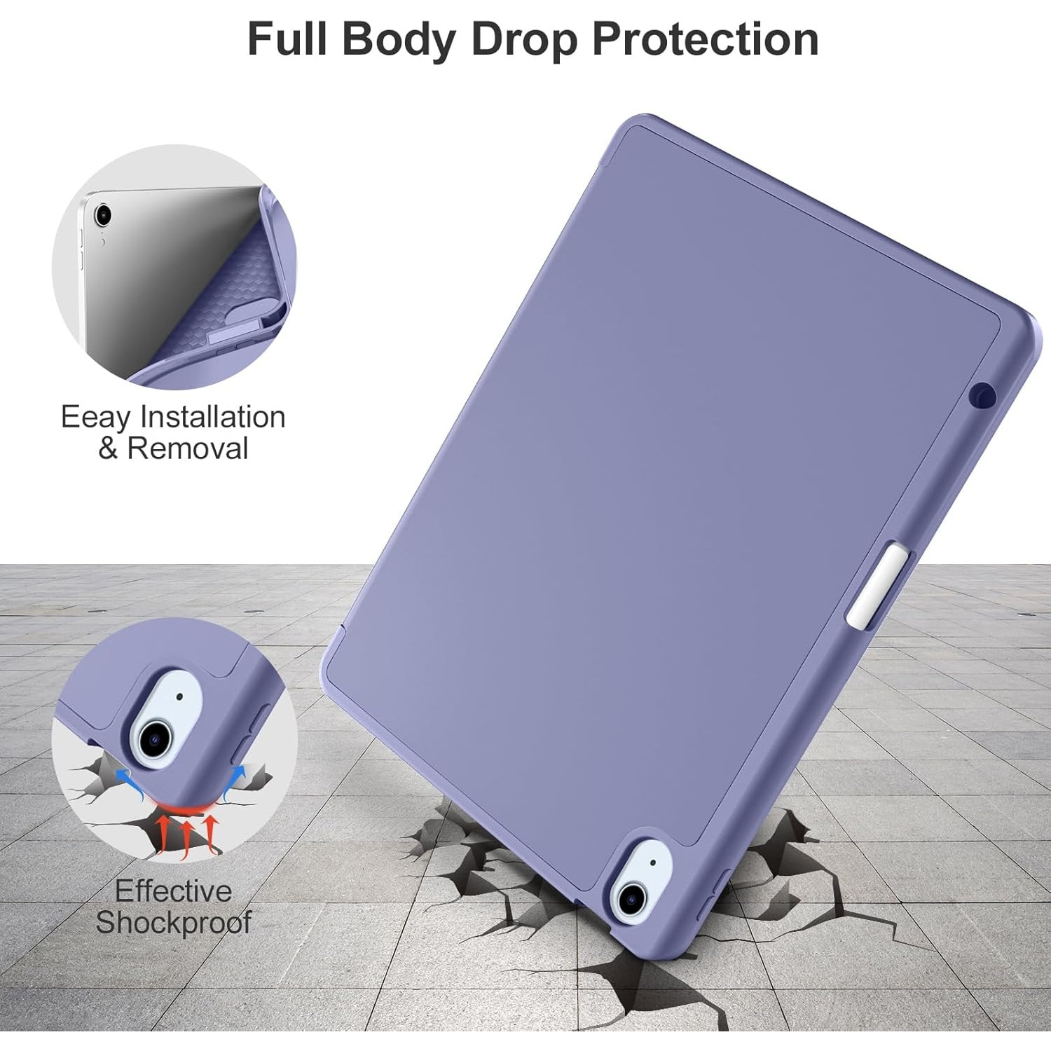 Husa pentru tableta pentru Apple iPad Air 11-inch M2 2024, Pro 11-inch, Air 4 si 5th, 6th/4th Generation Sleeves 2022/2020 10.9-inch cu suport pentru creion, functie de trezire/somn automata, Violet