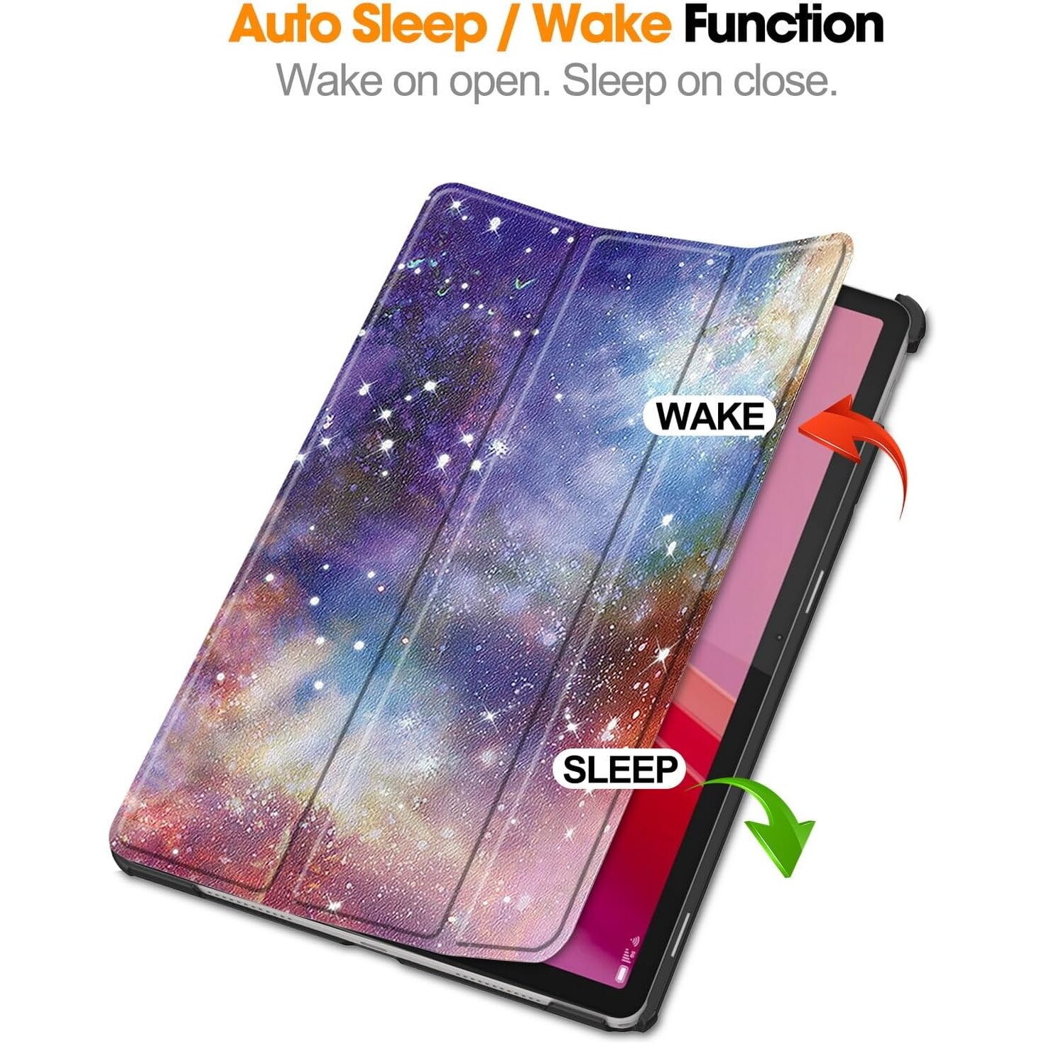 Husa pentru tableta Lenovo Tab M11, piele PU, Folio Slim Stand Tri-Fold Hard Case protejeaza tableta, functie Sleep/Wake, Galaxy