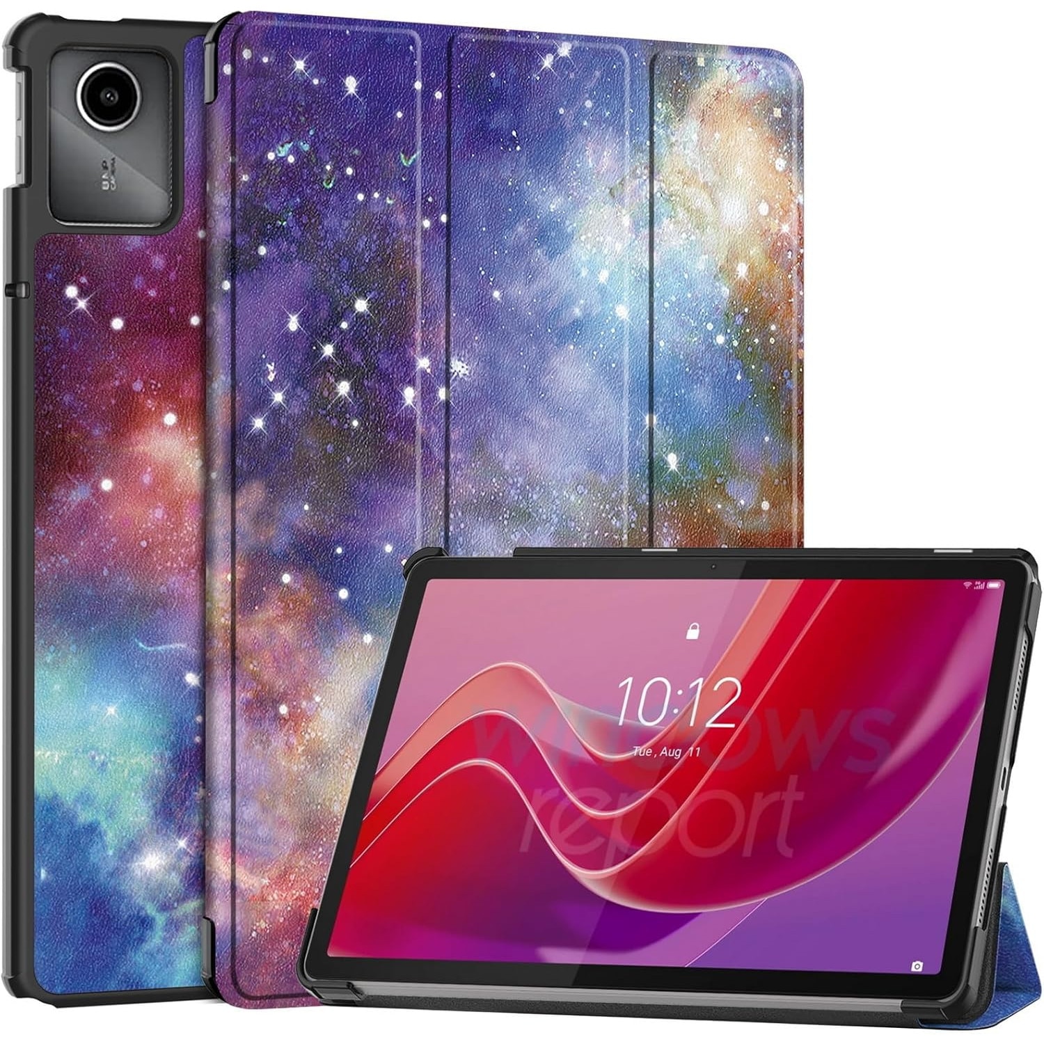 Husa pentru tableta Lenovo Tab M11, piele PU, Folio Slim Stand Tri-Fold Hard Case protejeaza tableta, functie Sleep/Wake, Galaxy