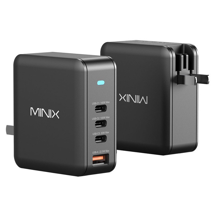 Incarcator de perete MINIX P165 GaN, 3 porturi USB-C 1 portiune USB-A