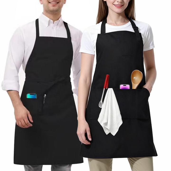 Negru impermeabil si rezistent la ulei sort bucatarie gatit acasa talie halterneck reglabil restaurant restaurant cafenea bucatar sort de lucru ospatar femeie bucatarie salopeta de corp intreg