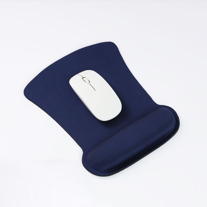 Mousepad MIGREEN ergonomic, spumă cu memorie, antiderapant, albastru, 245x225x23mm