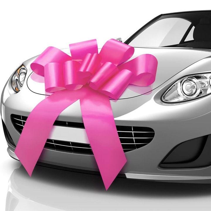 Funda Giganta Supertina, roz, 76cm, cu accesorii de Montare Incluse， Funda mare pentru masina, funda pentru cadou, funda de Craciun